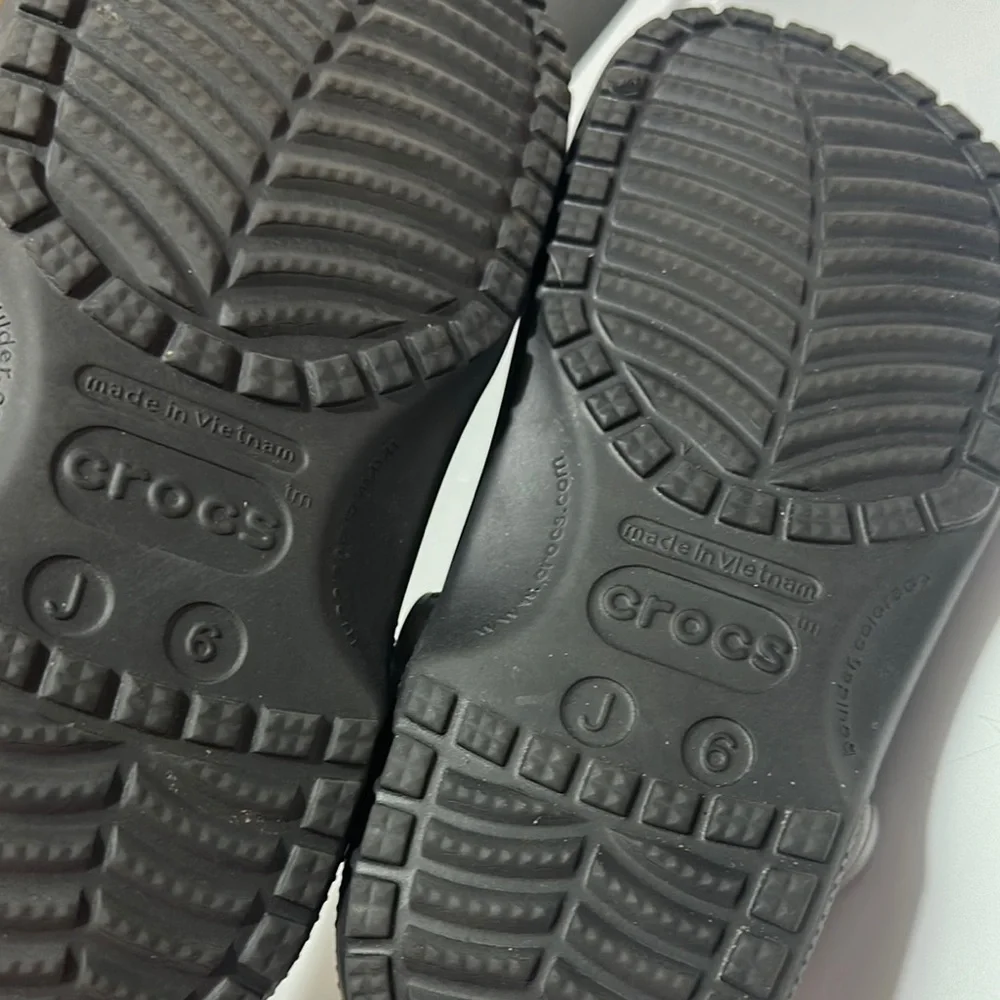 CROCS Black and Silver Slippers with Ventilation Holes